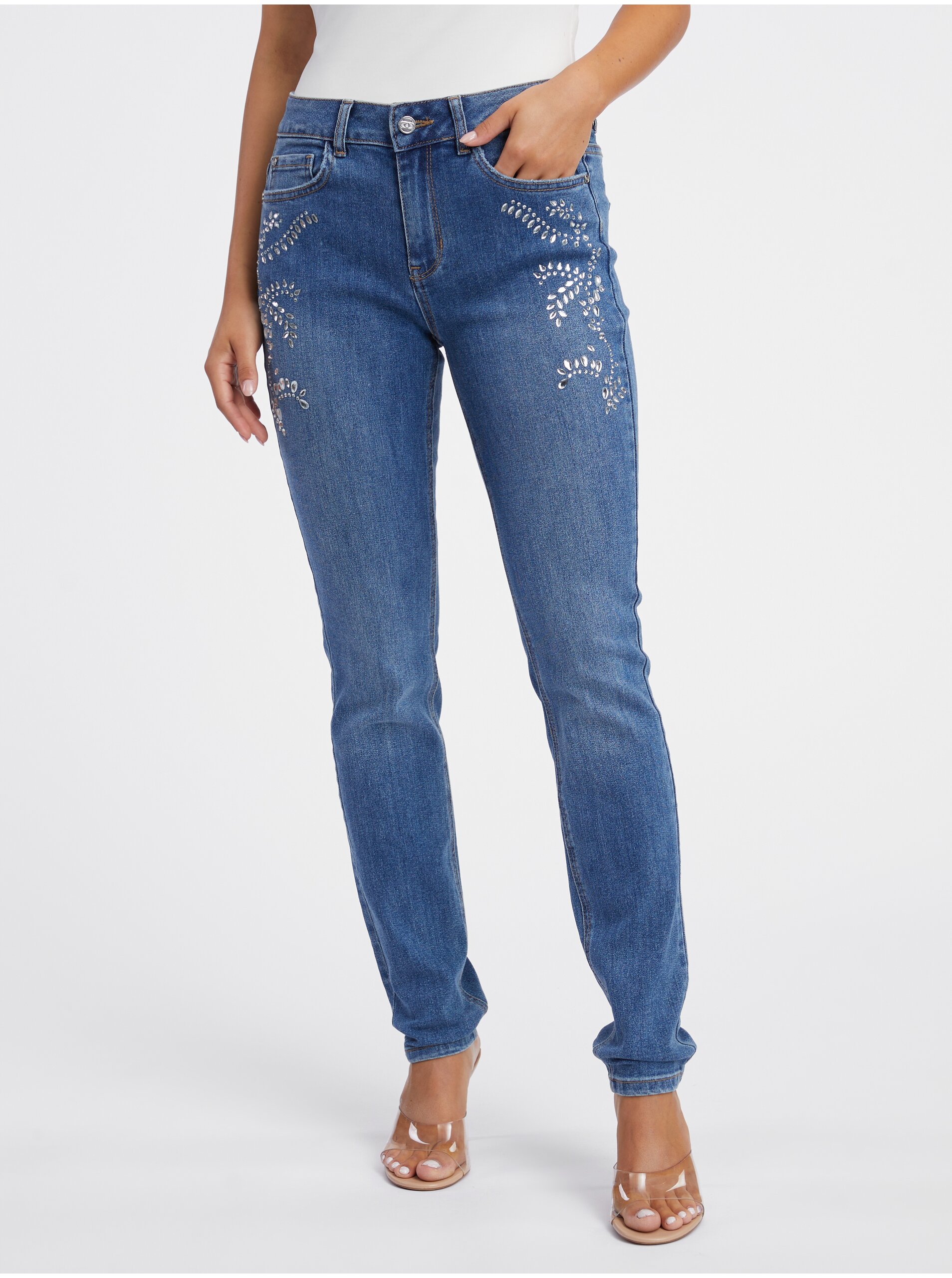 Modré dámské slim fit džíny ORSAY Modré dámské slim fit džíny ORSAY