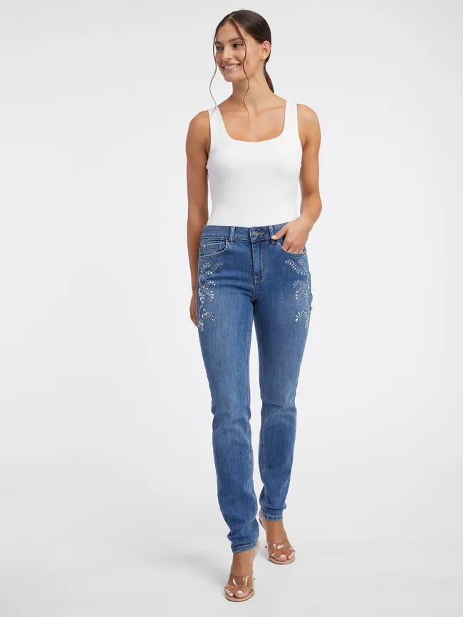 Modré dámské slim fit džíny ORSAY (3)